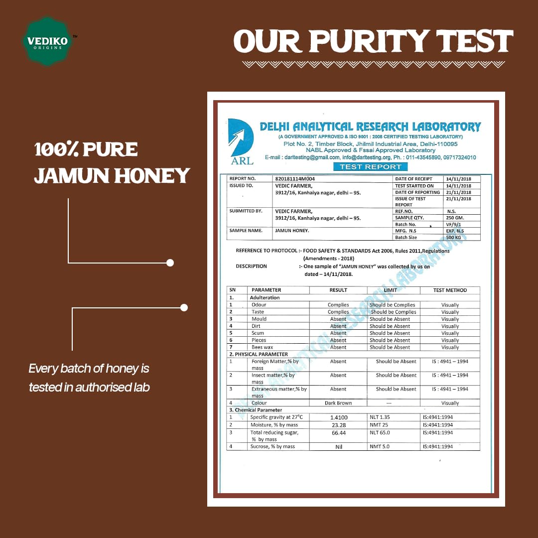 Vediko Origins Organic Farm Fresh Raw Jamun Honey